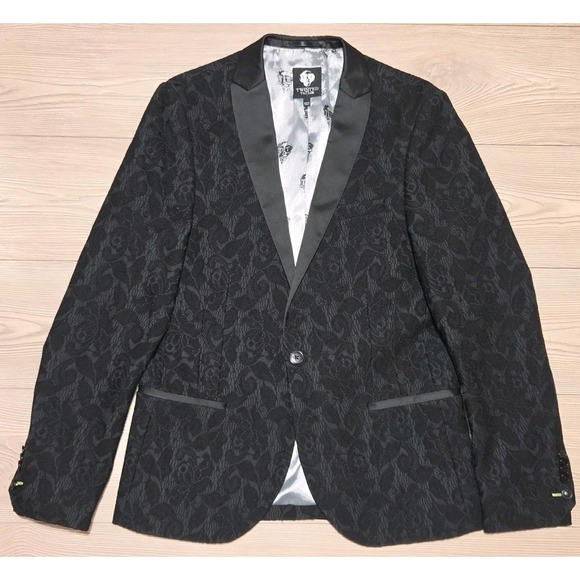 The Unbranded Brand Other - Twisted Tailor Suit Jacket Blazer Floral Mens Size 40 R Serde‎ Grey / Black